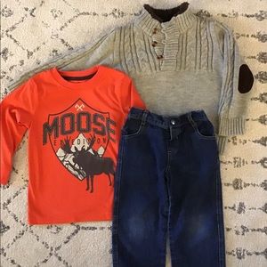 Boys 4T Sweater, Long Sleeve Tee, and Pants Set